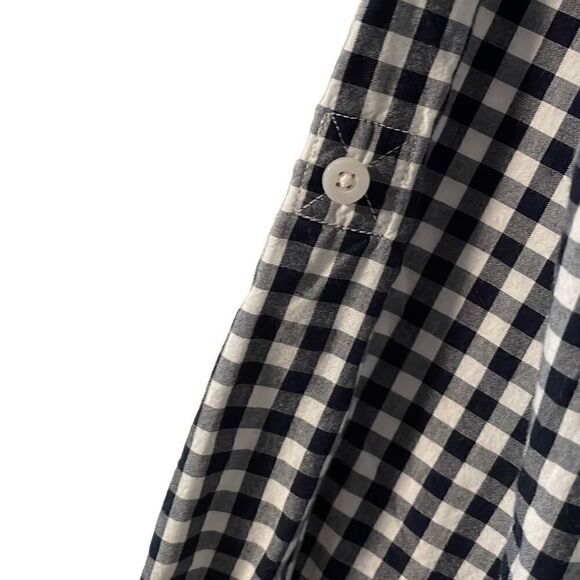 Talbots black and white check cotton classic tab sleeve button shirt 1X - Picture 3 of 12
